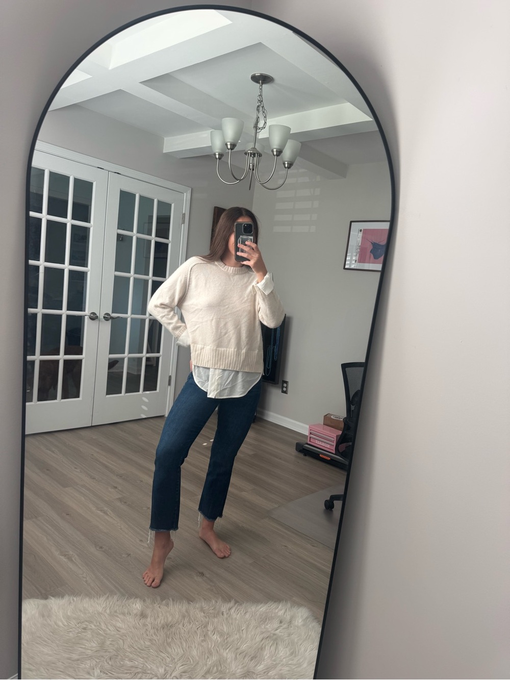 Brochu Walker The Parson Crew Looker Sweater Small Almond White